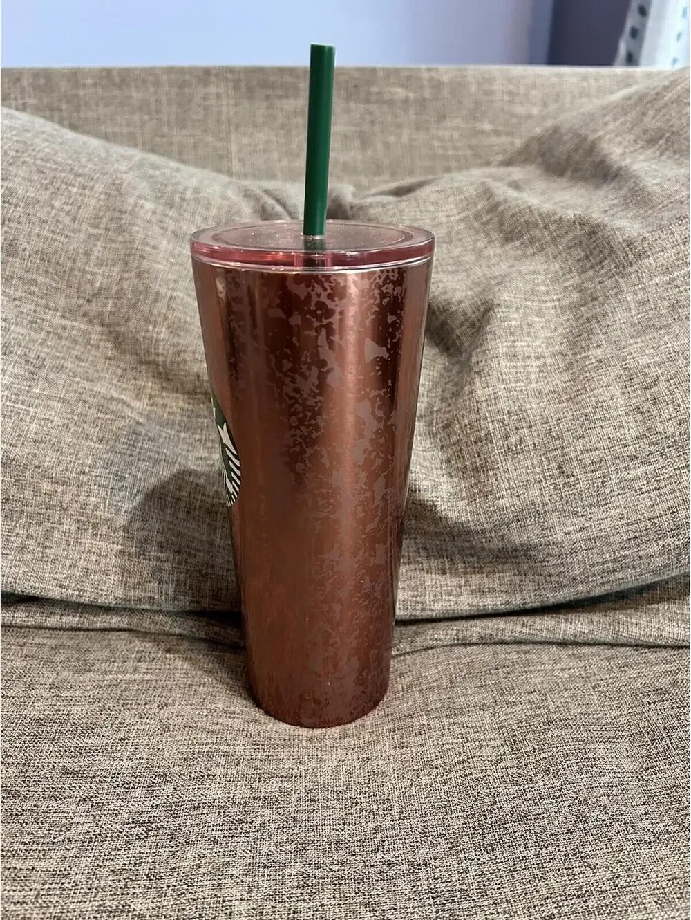 Starbucks Tumbler Marble Rose Gold Pink Metallic Stainless Steel Cup 16 oz